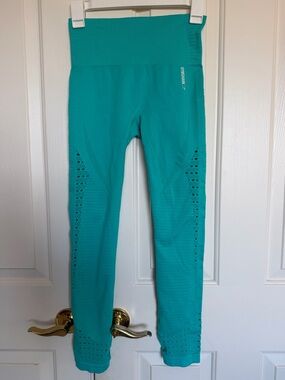 Gymshark Teal Seamless High-Waist Leggings with Side Perforation S/M